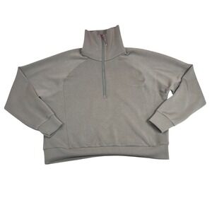 Spanx AirEssentials Half Zip Pullover Taupe Brown 1X 50346R Sweatshirt Soft